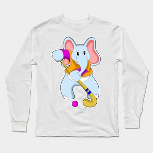 Elephant at Hockey with Hockey bat Long Sleeve T-Shirt